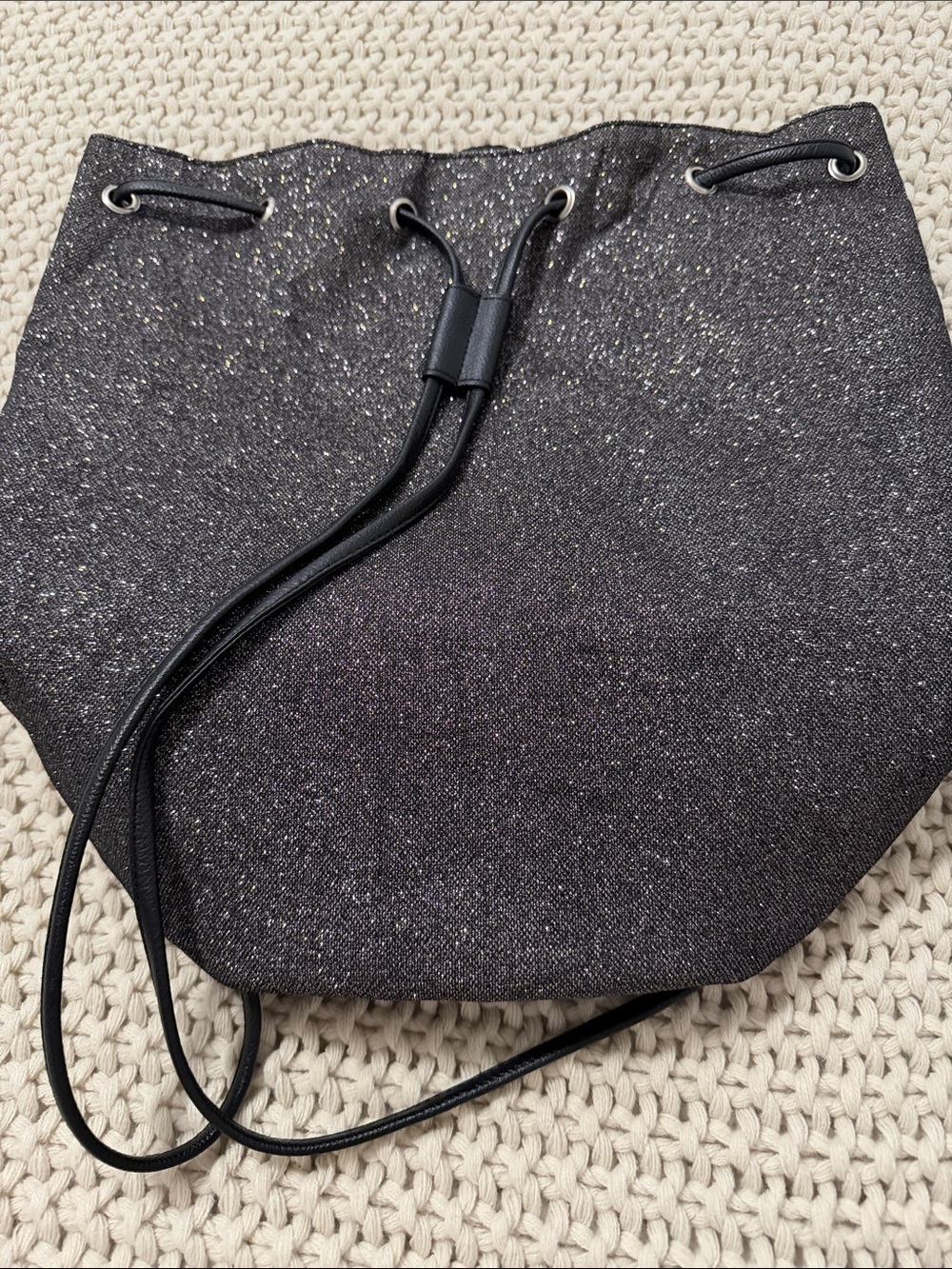Victoria's Secret Black Sparkling Drawstring Backpack - Picture 5 of 13